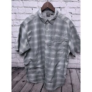 White Sierra Shirt Button Down‎ Short Sleeve Gray Outdoor Vented Pockets XL